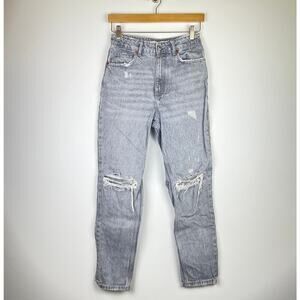 Zara Grey Heavyweight Denim Jeans w/ Distressing Size US 4, Eur 36